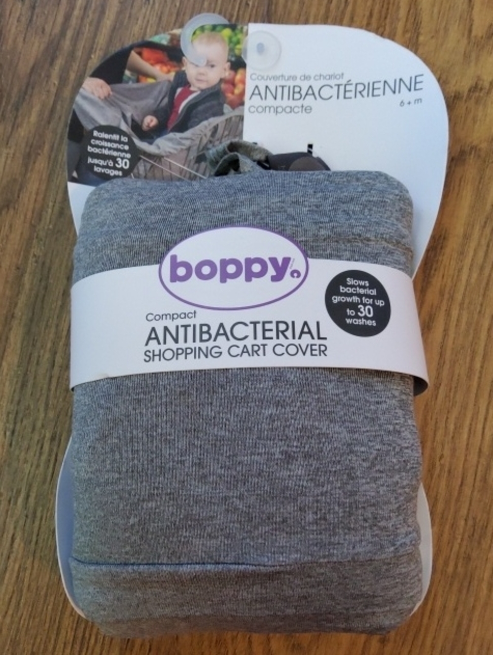 Boppy Antibacterial Compact Shopping Cart Cover - Heather Gray NWT